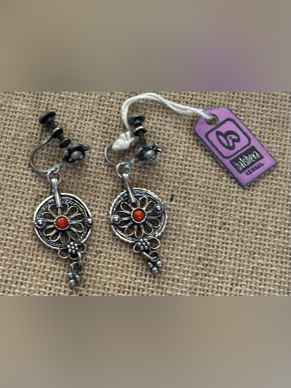 Vintage Batsheva Israel Filigree Earrings Screwback With Tag